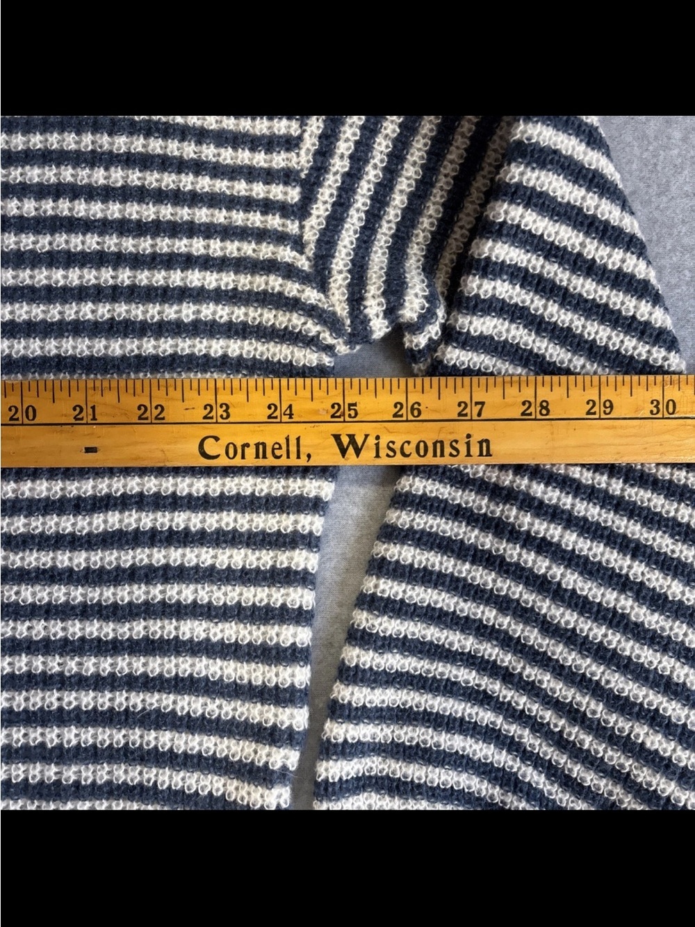 Striped Navy and Cream Crewneck Sweater - Picture 4 of 7